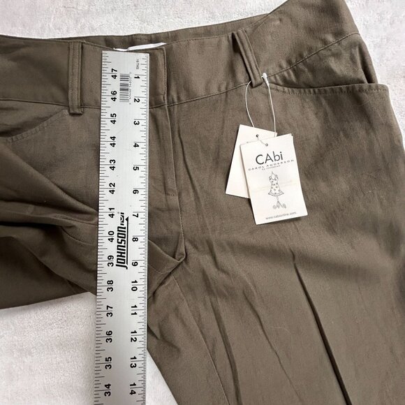 Cabi Womens Size 10 Olive Straight Leg Pants Linen Blend Stretch Style 492 New - Picture 7 of 10